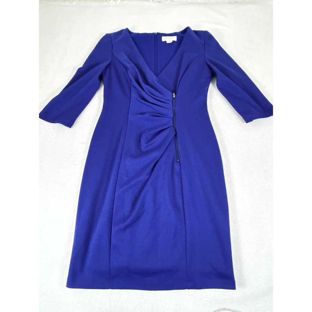 Jessica Simpson Royal Blue Ruched Faux Wrap Sheath Dress JS2P4197 Size 4